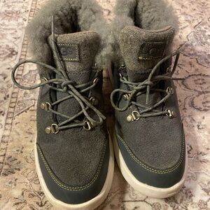 UGG Charcoal Suede Lace-Up Boots